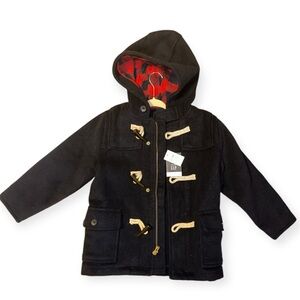 NEW GAP Wool Toggle Coat with Buffalo Plaid Lined Hood